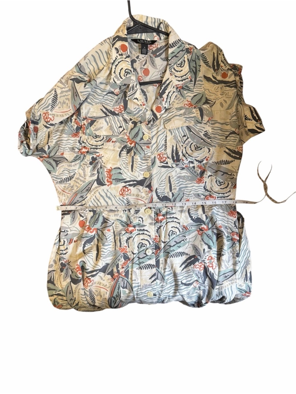 Lauren Ralph Lauren Belted Printed Midi Shirtdress Size 14 - Picture 16 of 16